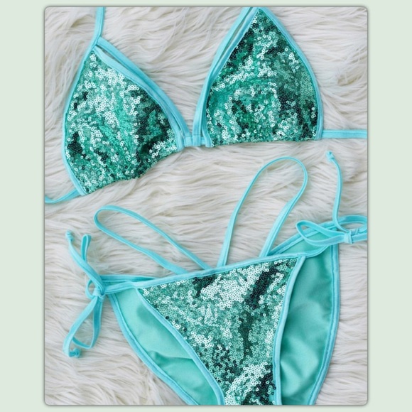 Other - Aqua Green Sequin swimsuit bathing suit
